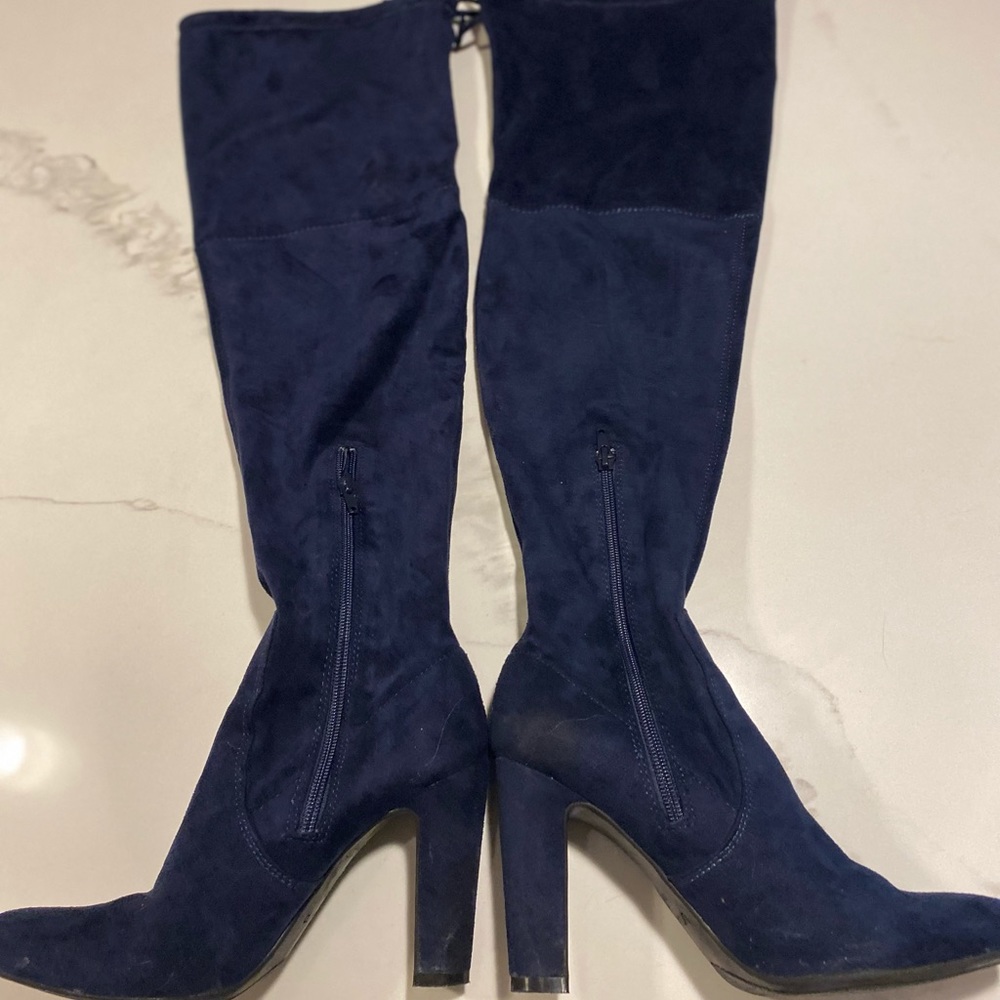 Unisa Navy Faux Suede Over The Knee Boot Size 5